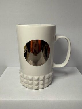 Starbucks White Studded Base Mug Mirror Circle 16 oz 2014